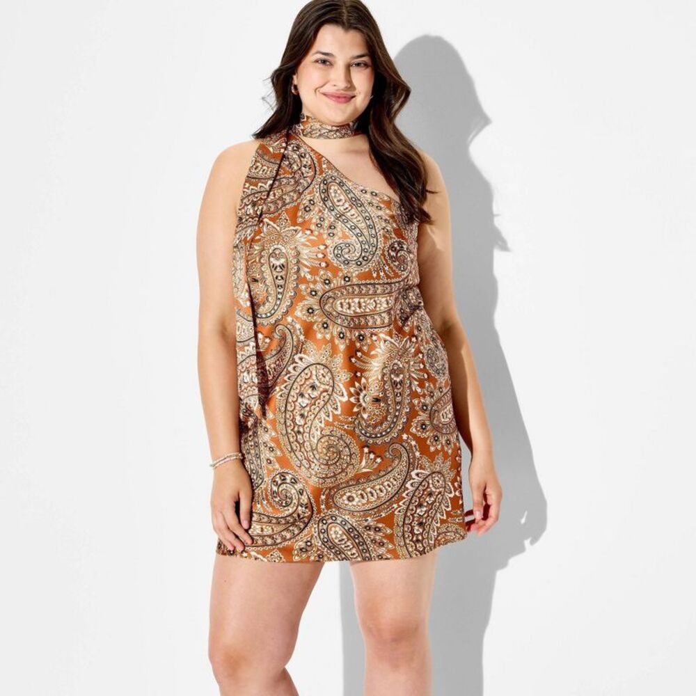 Women's Mini Scarf Dress - Wild Fable Dark Orange Paisley XXL